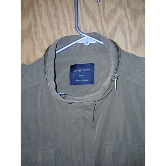 Love Tree Utility Jacket Women’s Size Large Army Green Drawstring Waist 40×28 - Picture 14 of 16